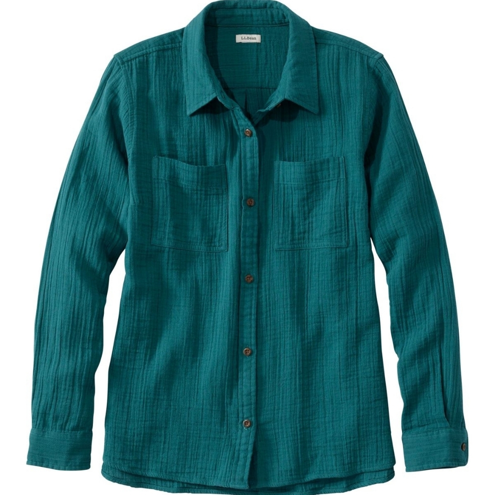 L.L. Bean Teal Button-Down Cotton Shirt